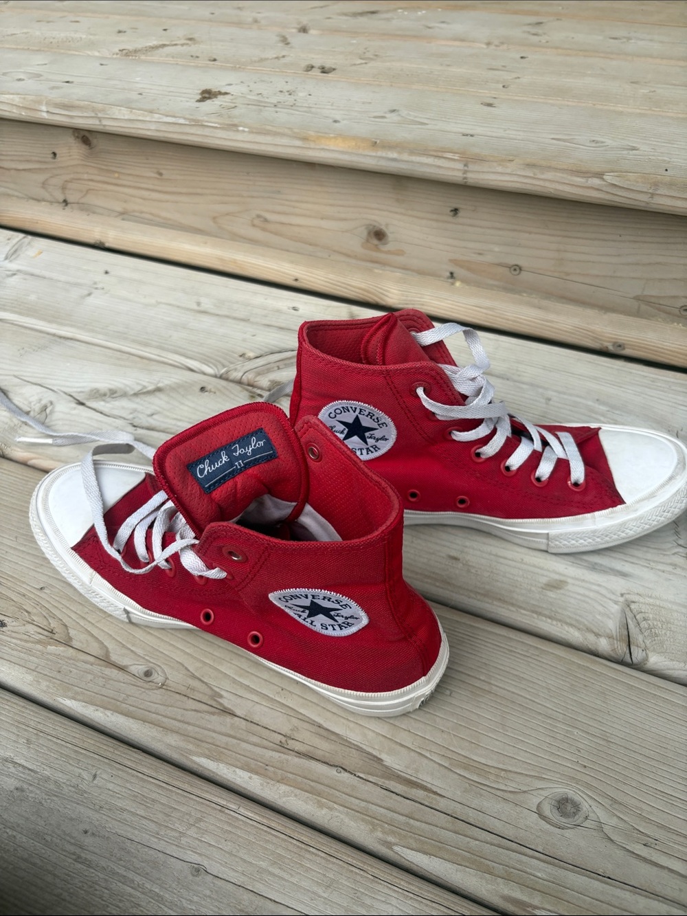 Converse Kids Red High-Top Chuck Taylor Sneakers with White Accents